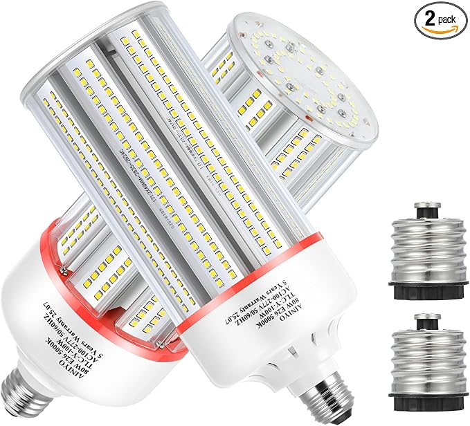 100W Led Corn Light Bulb,E39/E40 mogul Base,13500 lm,5000k Daylight,110 to 277 V,CFL HID 320W Metal Halide Replacement For Large-area Lighting Shopping Mall,GYM,Street,Warehouse,Factories(2-Pack)