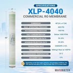 Max Water XLP-4040 Reverse Osmosis 4" x 40" RO Membrane, 2300 GPD XLP 4040 For Water Purification Desalination Commercial, Agriculture Compatible With Dow Filmtec XLE-4040, HF4-4040 (XLP 4040)