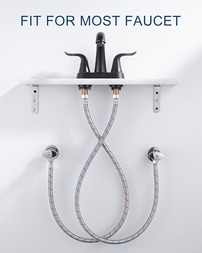 ALEASHA 36'' Kitchen Faucet Hose Stainless Steel Braided cUPC Sink Supply Line with G1/2" FIP x 3/8" Compression Faucet Water Supply Line Connector 2 PCS