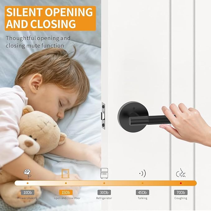 Amerdeco 5 Pack Matte Black Door Handles Interior, Knurled Privacy Door Handles with Lock, Heavy Duty Black Door Lever for Bedroom or Bathroom, Reversible Keyless for Left Right Handed Doors AM0016