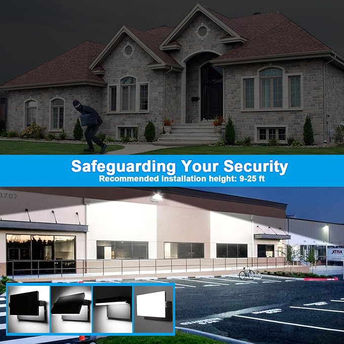 ledmo 150W LED 360° Rotatable Flood Lights, Outdoor Adjustable Head Exterior Lighting Fixture, 5000K Waterporof Commercial Security Wall Pack for Yard, Garage, Barn, House, 4 Pack