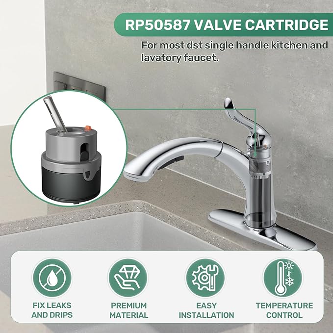 RP50587 Cartridge Replacement for Delta Single Handle Lavatory and Kitchen Faucets with DIAMOND Seal Technology (36mm Motion Cartridge), Includes RP51503 Bonnet Nut and Wrench.