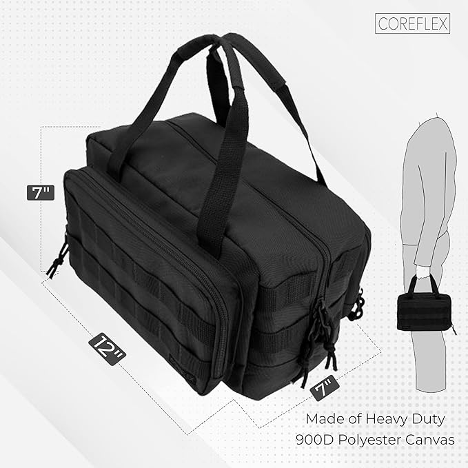 Coreflex 12-Inch Heavy Duty Tool Bag, Tactical, Gear, Range, EDC,Tool Bag for cars, Multi-Purpose Work Bag for Mechanics,Electrician,Carpenters,Builders,Plumbers 12" X 7" X 7" (Black)