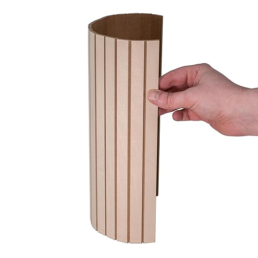 Outwater 4ft Wide x 8ft High x 5/32in Thick Unfinished Maple Veneer Decorative Wall Tambour Panel with 3/4in 30-Degree Groove Slats – Flexible and Customizable for Walls, Ceilings, and More