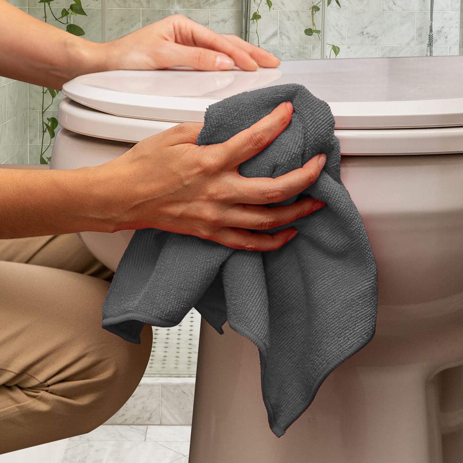 Avalon Towels Microfiber Cleaning Cloths (Value Pack of 36) Size 16" x 16", Highly Absorbent Cleaning Rags, Lint Free Cleaning Towels, Reusable and Washable, Microfiber Towels for Cars (Grey)