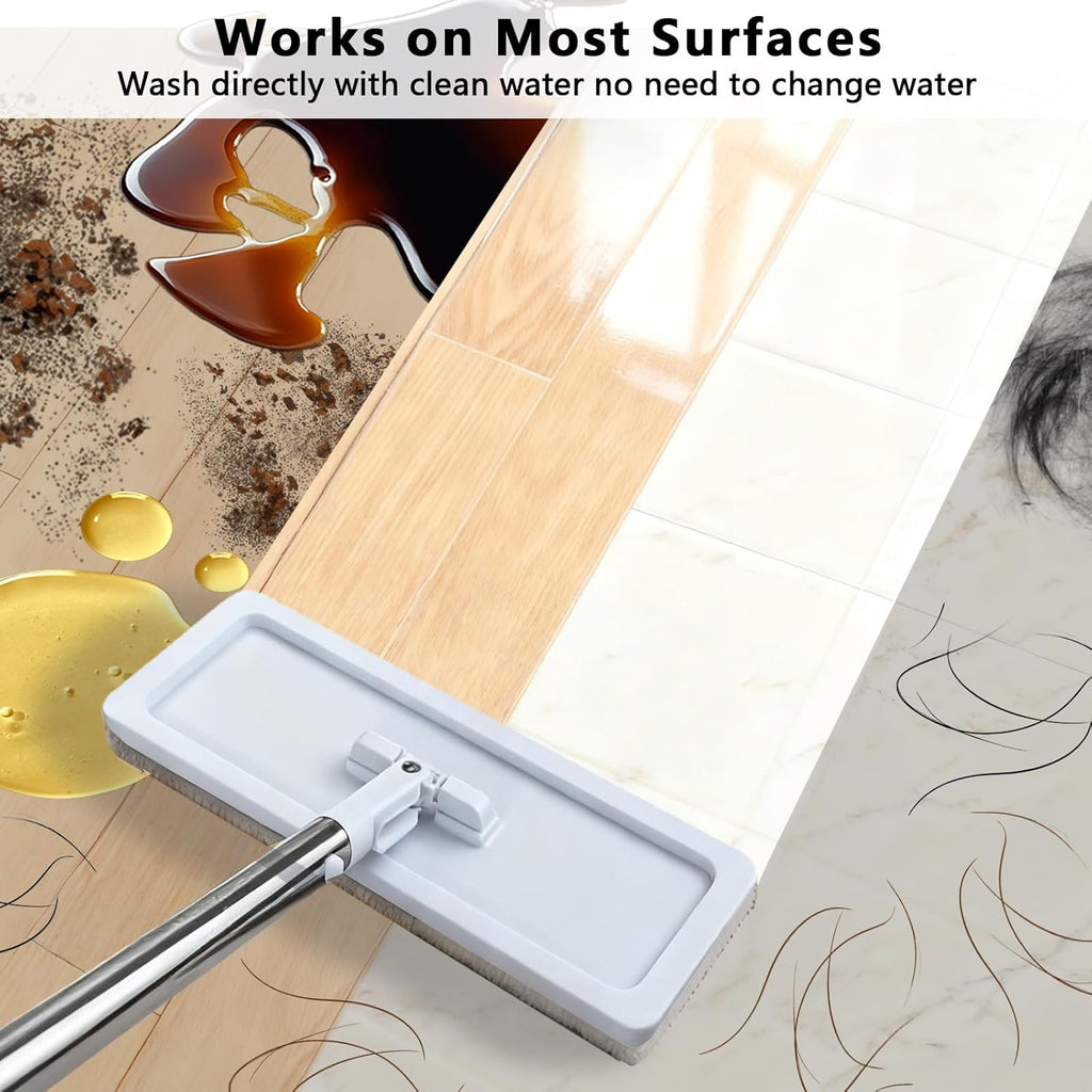 Mop and Bucket Set, Flat Mop and Bucket System with Wringer, Automatic Separates Dirty and Clean Water Include 6 Reusable Microfiber Mops for Floor Cleaning