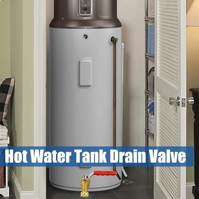 WHK Water Heater Drain Valve 3/4"MIP X 3/4" Male GHT Connection to drain or Flush Hot Water Heater Faster and Easy(Brass,3 Inch Shank with Long Handle)