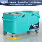 Gen 2 Smart Mop Bucket – 2025 with Wringer on Wheels,Clean & Dirty Water Separation,Spin Mop and Bucket with 1 Reusable Mop Heads, 360° Swivel Wheels for Home Cleaning-Blue