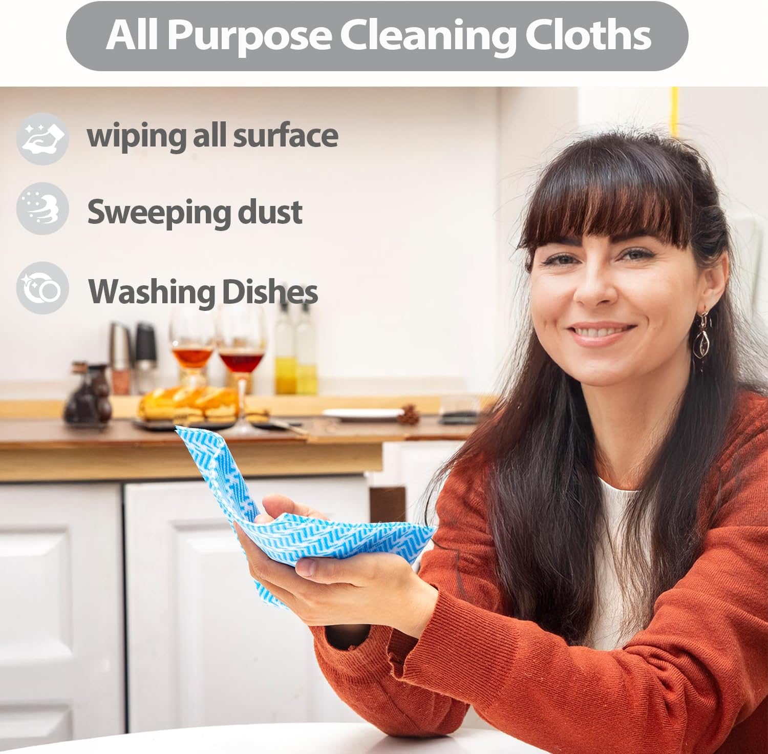 Disposable Cleaning Cloths Dry Handi Wipes Reusable Dish Cloths Multi Use Reusable Cleaning Towels,Machine Washable J cloth,Heavy Duty Handy Wipes 9.8" X 11.8" 200 Count in Total (2 Rolls)