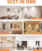 ZYC recessed Lighting 6 inch - 12W 1100LM High Brightness,5CCT 2700K/3000K/3500K/4000K/5000K Selectable,Ultra-Thin LED Recessed Ceiling Light,Dimmable Canless Wafer Downlight,Pack of 6 Black.