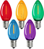 KGC 25Pack C7 LED Christmas Light Bulb, C7 Shatterproof LED Bulbs for Christmas Outdoor String Lights, 0.6W 7W Incandescent Equivalent 50LM, E12 Base Commercial Grade Holiday Bulbs - Multicolor