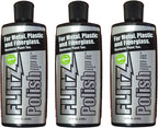 Flitz Multi Purpose Metal Polish Liquid - 7.6oz Bottle of USA-Made Tarnish Remover - For Aluminum, Chrome, Brass, Nickel, Silver - Non-Abrasive Metal Cleaner and Polish, Restorer (3 Pack)
