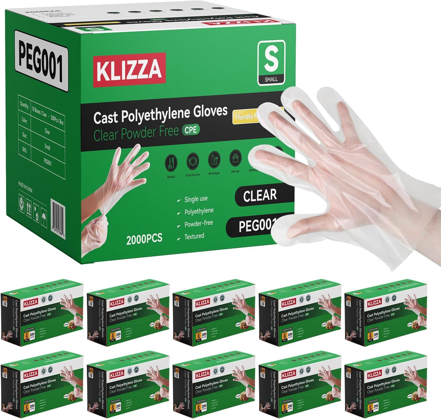 Plastic Gloves Disposable, Latex-Free, Powder Free, Clear Gloves Safe for Cooking, Food Prep, Kitchen,Cleaning