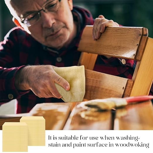 Maxcheck 100 Pcs Sticky Tack Cloth Woodworking Painters Wax and Silicone Free Tack Cloths for Removing Dust Rags Automotive Painting for Automotive, 18 x 36'' (Yellow)