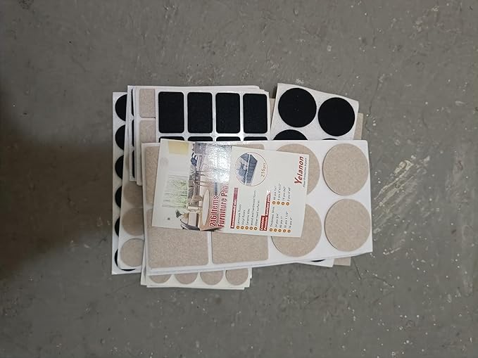 Yelanon Felt Furniture Pads for Hardwood Floors -216 Pcs Premium Felt Pads for Chair Legs, Floor Protectors for Furniture, Beige & Black