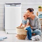 Casart-24403-EP Casart Washing Machine Portable Compact 12lbs Capacity Full-Automatic W/Drain Pump,10 Programs 8 Water Level 1.34 Cu.ft Cloth Washer and Spinner, Gray