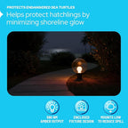 KastLite 590nm Amber LED Pier Mount Globe Light - Sea Turtle Friendly Outdoor Fixture - 7.5W Wildlife Safe Lighting for Coastal Porch Garden & Dock Use - Made in USA - Clear Acrylic Lens, Black Base