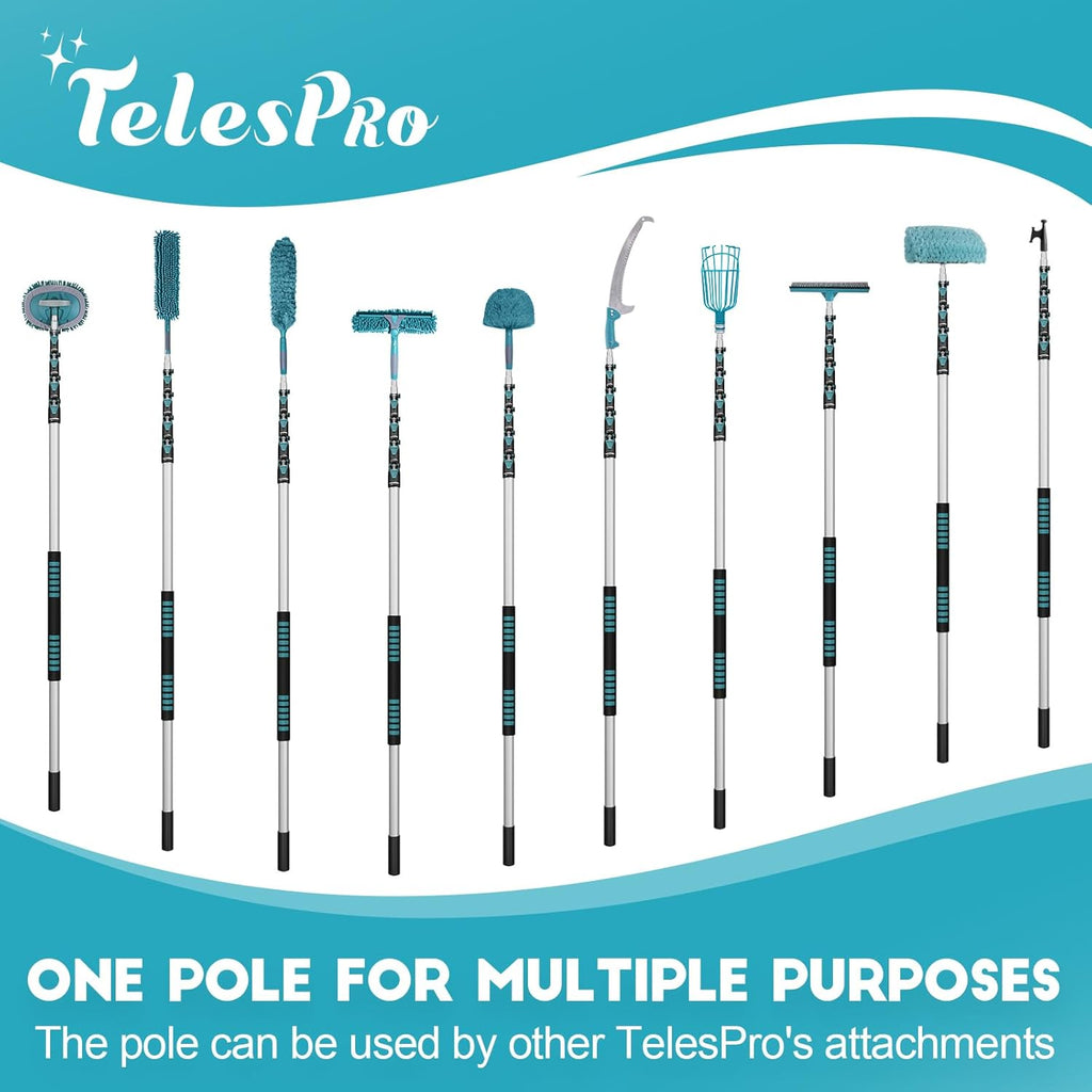 36 Feet High Reach Window Squeegee with 7-30 Ft Extension Pole, Window Cleaner Tool with 5-Stage Telescoping Pole, Window Cleaning Kit with Rotatable Head (2 Squeegee & 2 Microfibre Cloths)