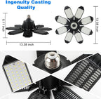 Garage Lights - 40000LM Super Bright Garage Lights Ceiling Led w/ 8 Deformable Panels Compatible for E26/E27 Screw in Socket Garage Lighting Bulb for Barn Basement Shops Attic - 2Pack