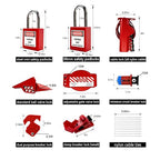 BULANGD Electrical Lockout Tagout Kit - Hasps, Safety Padlocks Circuit Breaker Lock, Loto Tags, Plug Lockout, Steel Lockout Hasp for Safe Lockouts Red…