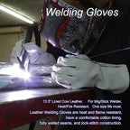 Welding Accessories,6pc,Chipping Hammer 10.5",Leather Welding Gloves 13.5",6-in-1 Welpers Pliers 8",Wire Brush 11",Welding Magnet 50LB