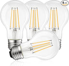 LUXRITE Vintage A19 LED Light Bulbs 60W Equivalent, 3000K Soft White Dimmable, 800 Lumens, Standard LED Edison Bulb 8W, UL Listed, E26 Base (4 Pack)