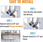 (6 Pack) SUNGATOR 36 Inch Faucet Supply Lines, 3/8" Female Comp Thread x 1/2" FIP Thread Sink Hose, 36" Stainless Steel Braided Faucet Supply Line for Bathroom, with 2 Wrenches and 1 Sealing Tape