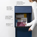 Wall Mount Mailbox - Large, Anti-Theft Locking Mailbox, Weatherproof Mailboxes for Outside The House, 18.5" H x 15" L x 7.5" D - Aegean Sea