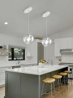 1 Light Globe Pendant Light for Kitchen Island Silver Pendant Light Fixtures with Clear Glass Globe Hanging Lights for Bedroom,Hallway,Bar