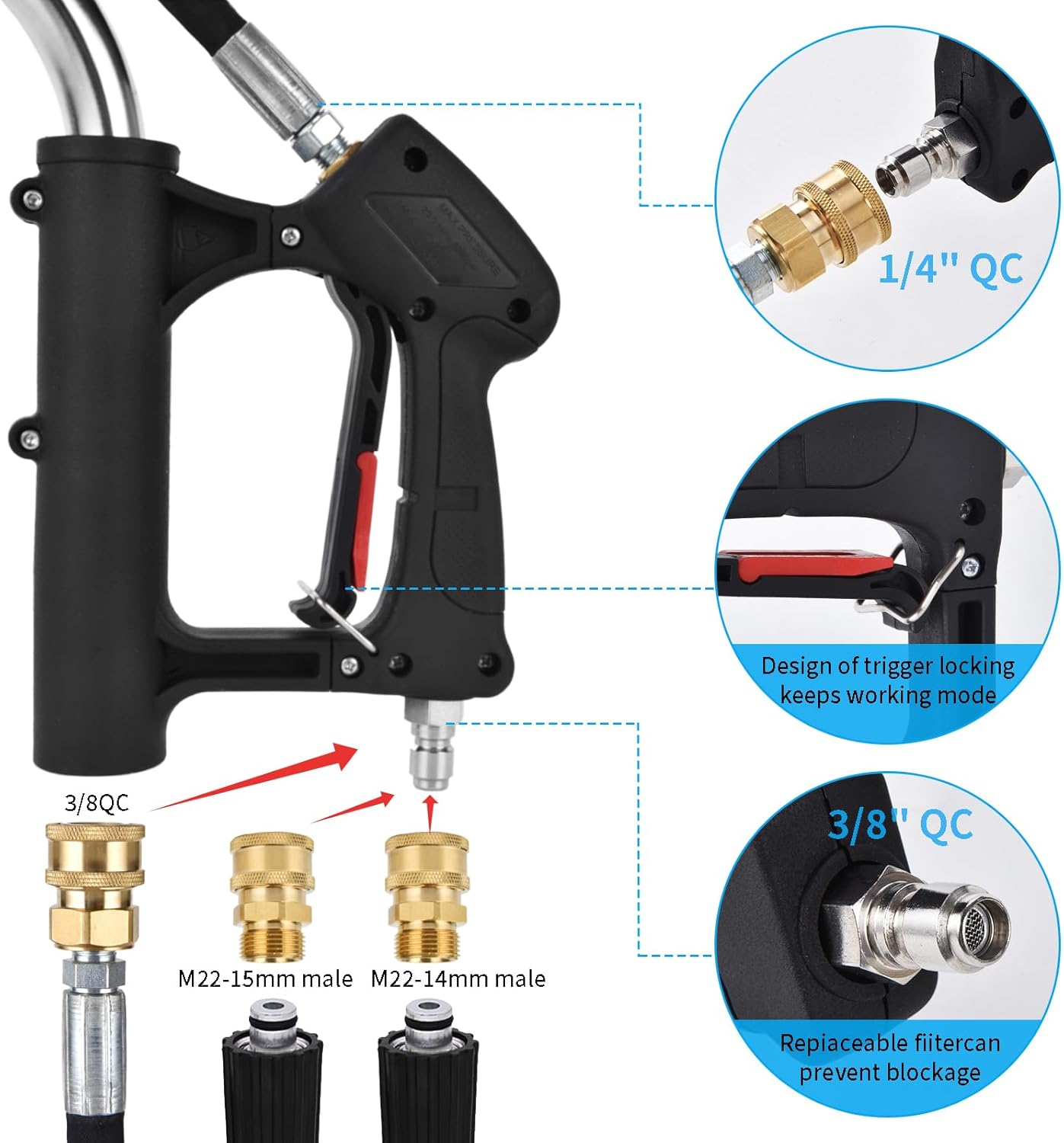 24" Pressure Washer Surface Cleaner Mate with 5 Nozzles Water Broom, Stainless Steel Surface Cleaner for Pressure Washer, Dual Handle Power Washer Surface Cleaner for Concrete Driveway, 4200 PSI