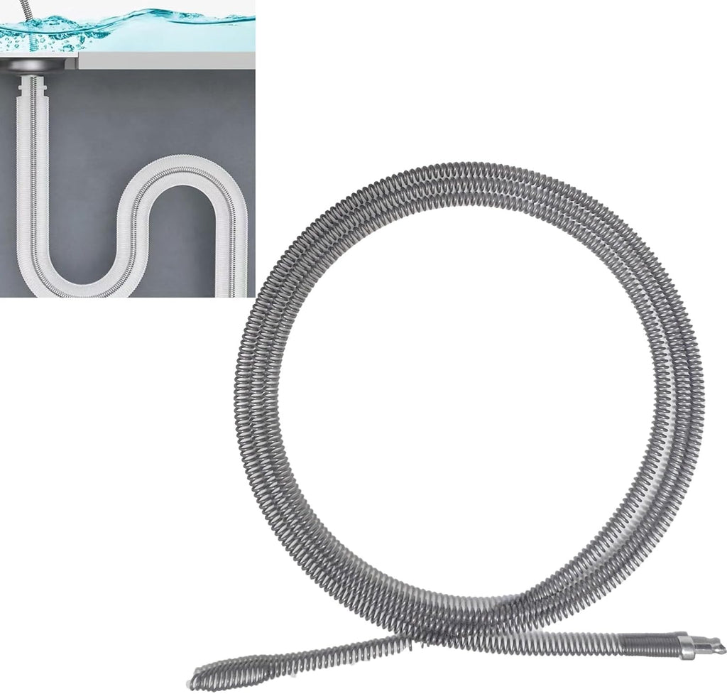 Drain Snake, Spring Drain Clog Remover with Electric Drill Connector, Durable Metal Hair Snake Tool Drain Opener for Sewer Kitchen Sink Bathroom Clogged Unblocker,1 Pcs 118.1 Inch 9.8 FT
