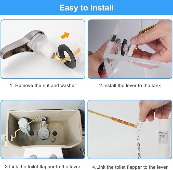 iFealClear 2 Pack Universal Brass Toilet Handle Replacement Kit, Side/Angle Mount Toilet Tank Flush Lever with Lock Nut, Fit Most, Brushed Nickel