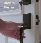 Mega Handles - TOBELLE Black Entry Door Handleset - Single Cylinder Handleset with Lever for Entrance and Front Doors - Modern Door Handles for Left and Right-Handed Doors - Straight Handle