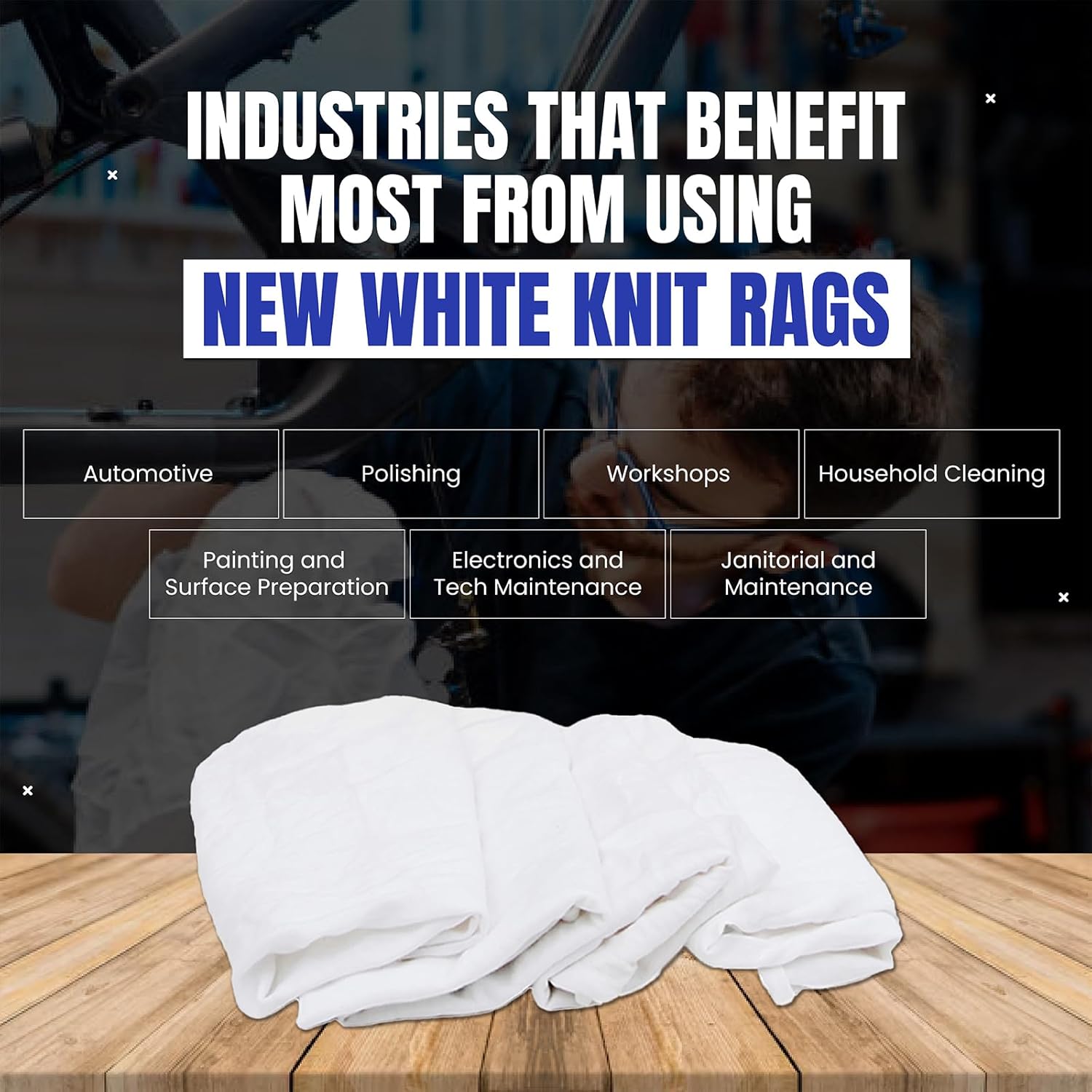 Premium White T-Shirt Cleaning Rags (2 lbs. Bag) – White Cotton Rags for Cleaning, Staining, Painting, Oil, Grease & Dust Removal – Shop Rags Bulk for Multipurpose use