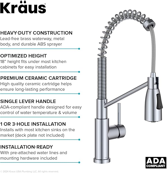 KRAUS Coda Commercial Style 2-Function Single Handle Pull Down Kitchen Faucet in Matte Black, KPF-1617MB