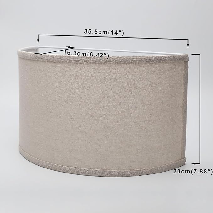 Yosoan 2-Light Double Lamp Semicircle Fabric Shades, Linen Fabric Lampshade 2 Bulbs for Wall Sconce Lamp Replacement for Stairwell Bedside Hallway Home Decor(Linen)