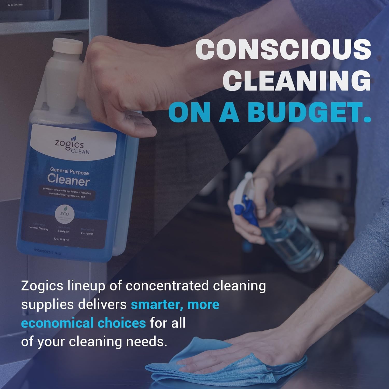 Zogics General Purpose Cleaner, Case of 6-32 oz Bottles - Each Bottle Makes up to 16 Gallons - Meets ECOLOGO Standards