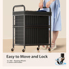 Laundry Hamper 2 Section, 110L Rolling Laundry Sorter Basket with Wheels, 2 Compartment Clothes Organizer Cart, Pull-Out Removable Bags for Laundry Room, Bathroom, Bedroom, Black