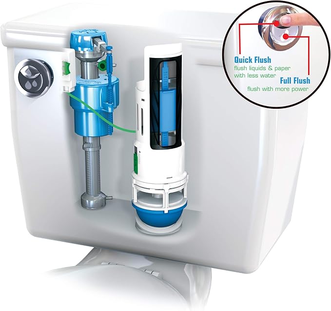 Danco HYR460 HyrdroRight Water-Saving Toilet Tank Repair Kit with Dual Flush Valve, Includes Dual Push Btton Handle in Chrome