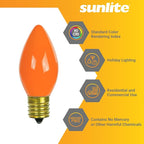Sunlite Incandescent C9 Colored Night Light Bulb, 7 watts, 120 Volts, Intermediate E17 Screw Base, 2000 Rated Hours, Christmas-Lights Nightlight, Orange, 25 Pack