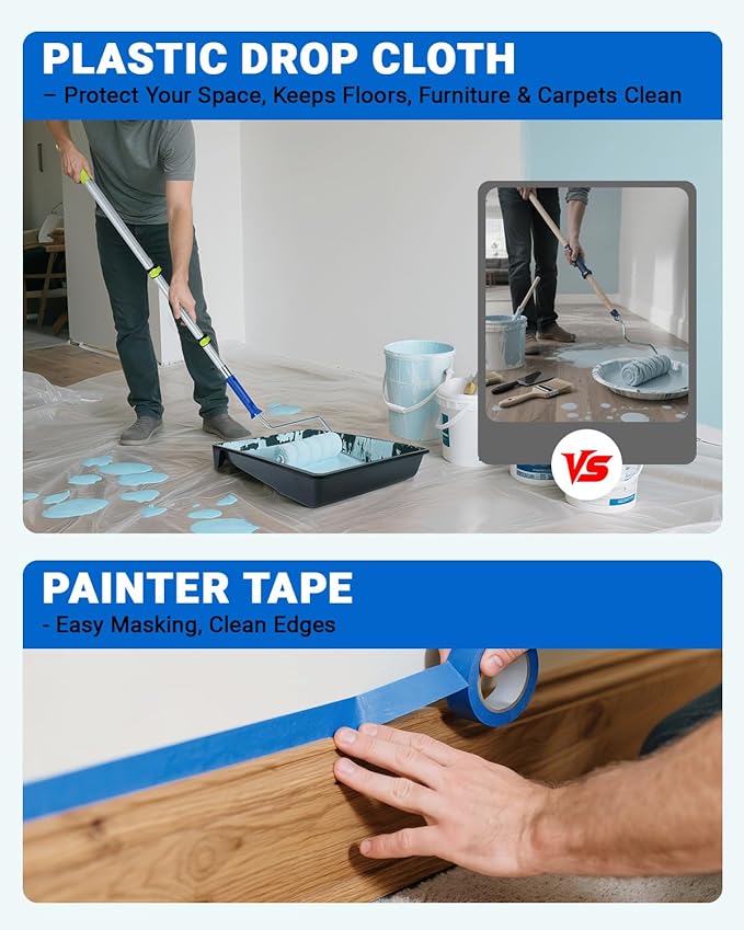 Paint Roller Kit with Extension Pole 2 to 4FT, All-in-One Wall Painting Tools Kit Paint Rollers Cover and Paint Roller Frame, Paint Brushes Set for House Painting - 30 Piece Sets