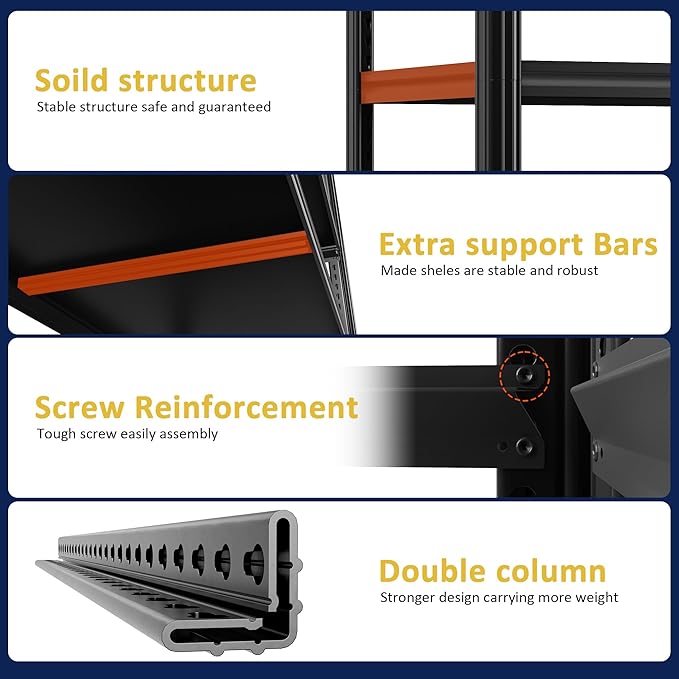 48" W Garage Shelving Heavy Duty 3030Lbs Storage Shelf 5 Tier Adjustable Shelving Units Metal Garage Storage Shelves for Basement, Commercial, Warehouse, Industrial, 72" H x 48" W x 24" D,