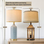 24.25" Modern Ceramic Blue Lamps for Living Room & Bedside, Farmhouse & Boho Style, Coastal & End Table Lamps