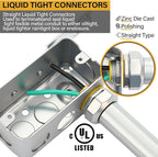 Gisafai 5 Pcs Liquid Tight Connector Straight Insulated Zinc Die Cast Metal Tight Electrical Conduit Fittings for 1 Inch Flexible and Type B Flexible