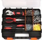 EMENTOL 2PCS Double Side Tool Organizer with Impact Resistant Polymer and Customizable Removable Plastic Dividers, Hardware Box Storage, Excellent for Screws, Nuts, 34-Compartment, Black/Orange