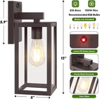 2-Pack Upgraded Motion Sensor Outdoor Wall Lights, 13” Dusk to Dawn Porch Lights Outdoor Wall Sconce Lanterns, 3 Lighting Modes Exterior Lighting Fixtures, Brown Outside Lights for House Patio Garage