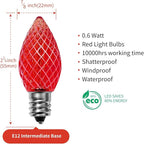 Meconard C7 Led Replacement Christmas Light Bulbs, C7 Shatterproof Led Bulbs for Christmas Indoor Outdoor String Lights, E12 Candelabra Base, Commercial Grade Holiday Bulbs, Red, 25 Pack