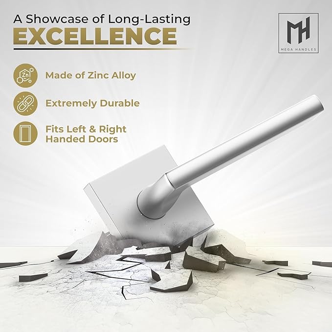 Mega Handles Prime Dummy Door Handles - 4 Pack Heavy Duty Brushed Nickel Door Handles, Non-Turning Door Handle for Closet & French Doors, Single Side, Fits All Standard Doors - Satin Nickel