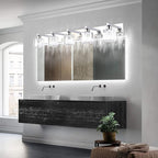 Aipsun Crystal Bathroom Vanity Light Stainless Steel Modern Vanity Light 5 Lights Crystal Bathroom Vanity Light Fixtures (Exclude Bulb)