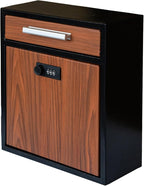 Combination Lock Wall-Mount Mailbox, Wood Vintage Metal Mailboxes for Outside, Security Drop Box with Lock, Large Capacity Mounted Mailbox, Heavy Duty Thickened Mailbox